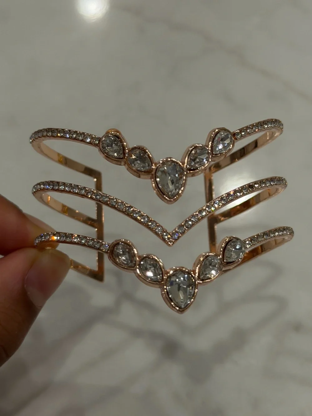 Rose Gold Crystal Cuff Bracelet | Open Statement Bangle